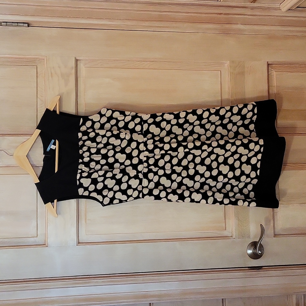 Leifnotes black and white polka dot sleeveless dress, size 4